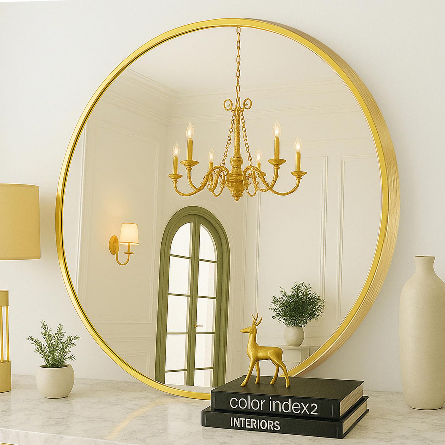 Amazon.com: SONGMICS Bathroom Round Mirror for Wall, 24 Inches